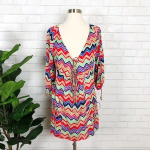 T-Bags LA Chevron Print Tie Front Dress Size S